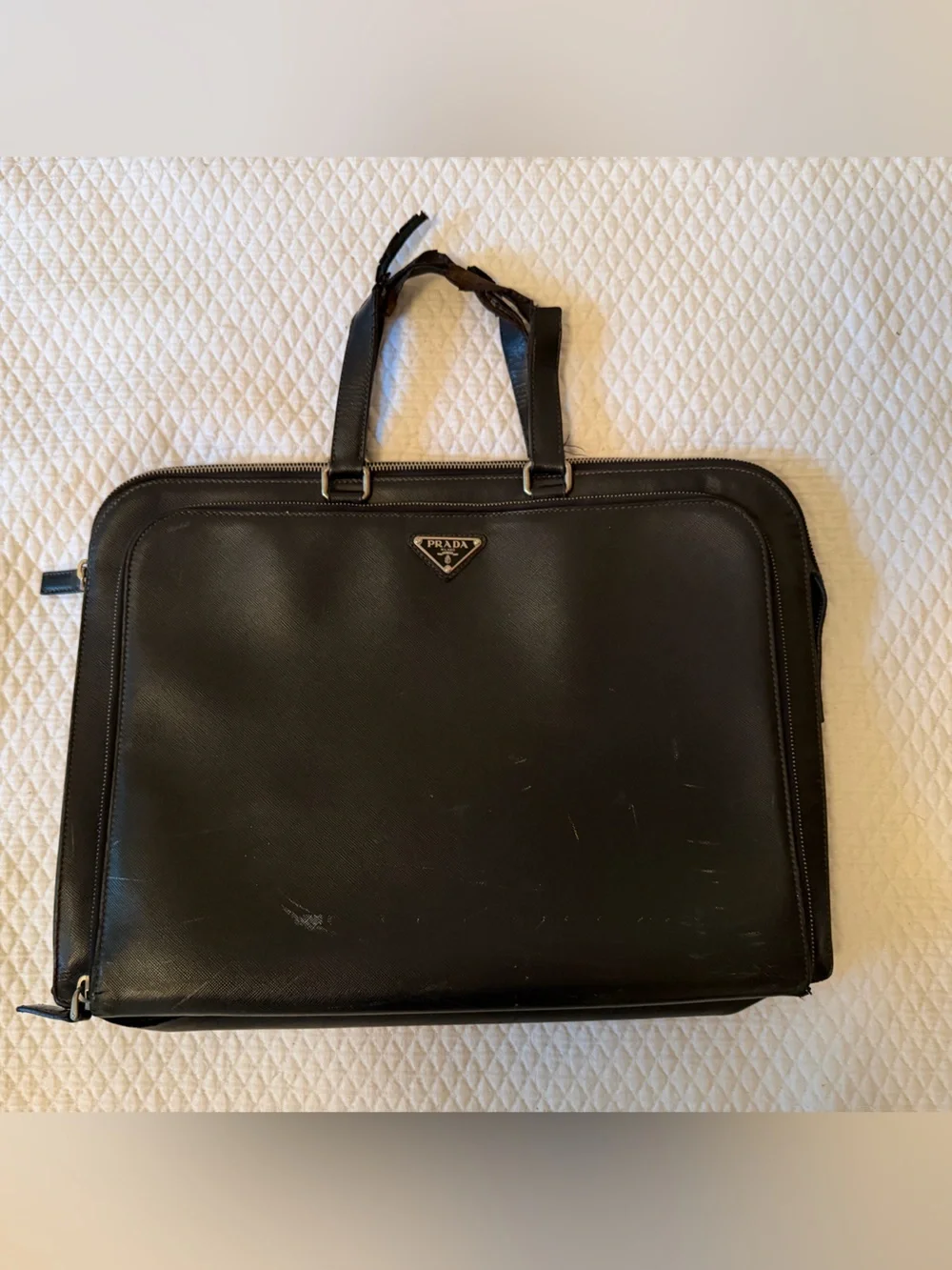 Authentic Vintage Prada Black Saffiano Leather Briefcase